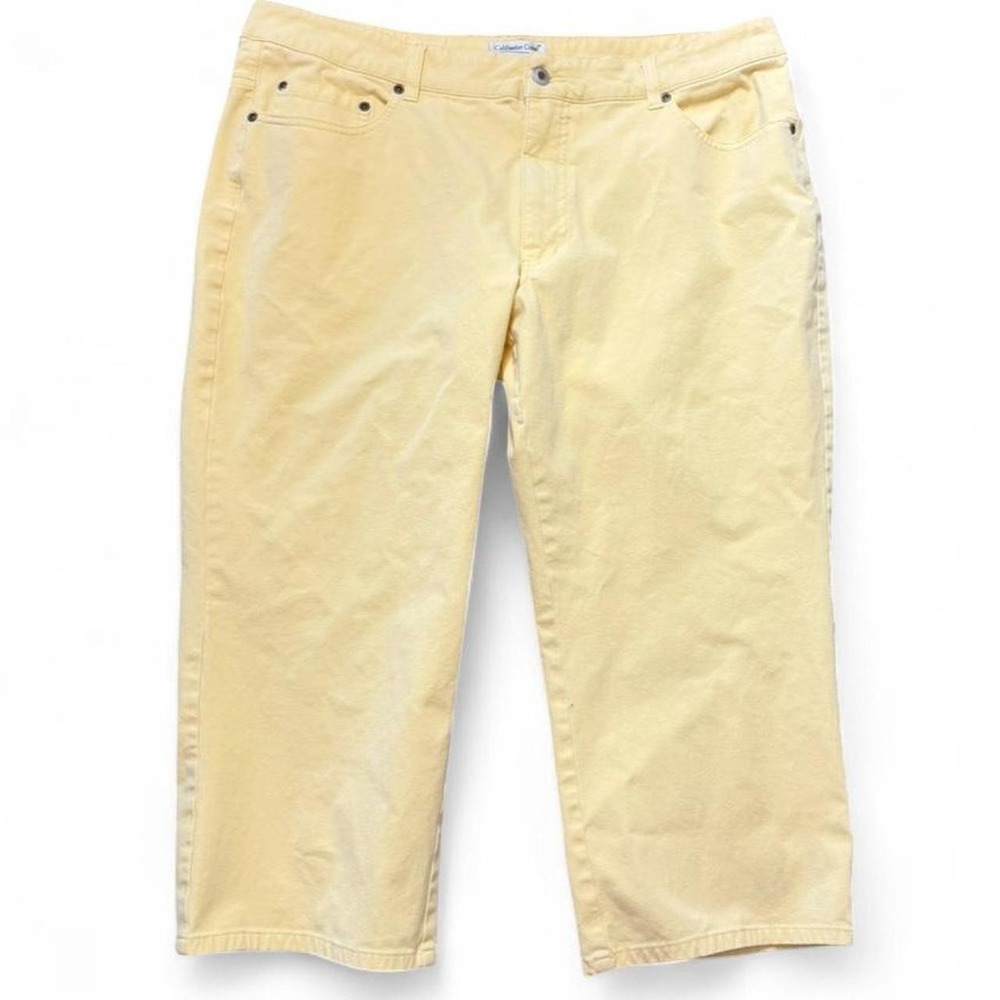 Vintage 90s Coldwater Creek Yellow Denim Capris, Women's Size 18W